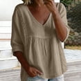 thumbnail image 2 of Womens Floral Babydoll Tops，Womens Summer Tops Beach Vacation Blouses Embroidered Tops 3/4 Puff Sleeve Pleated Blouse Puff Sleeve Peplum Tops Casual Summer Shirts Floral Blouses For Women M, 2 of 8