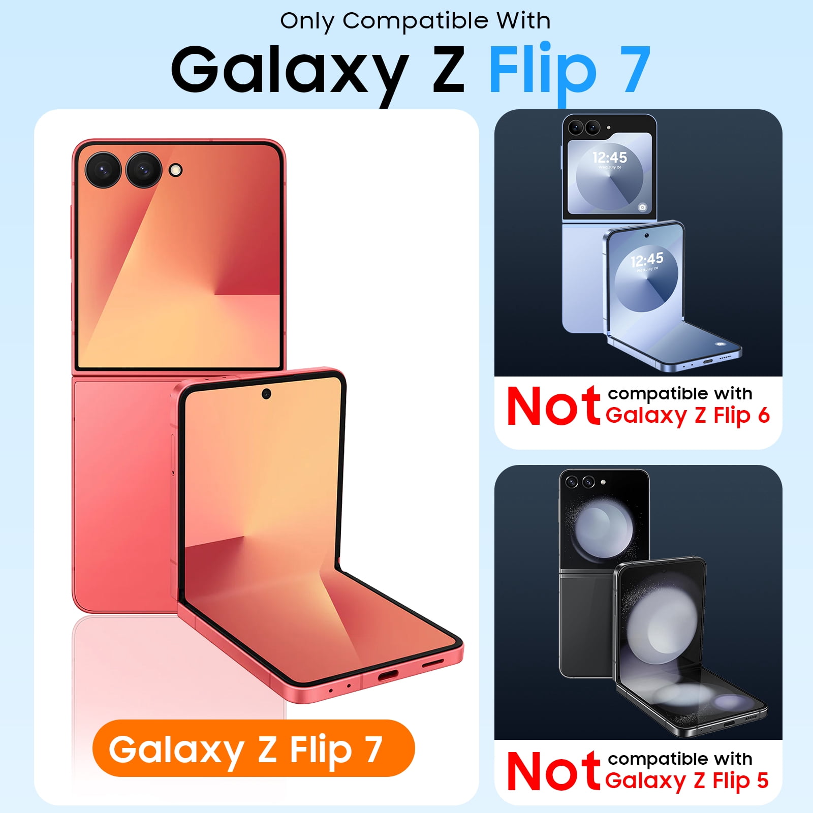 Vizvera for Samsung Galaxy Z Flip 7 Case with Hinge Protection,Screen Protector,Ultra-Thin Skin Feel Translucent Frosted, Wireless Charging,Shockproof Cover-Rose Red