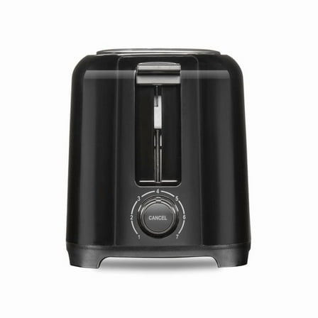 2-Slice Toaster - Black: Compact Bread Toaster, 700W, Plastic, Spot Clean, 1-Year Warranty