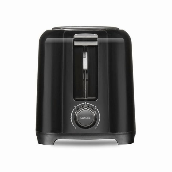 2-Slice Toaster - Black: Compact Bread Toaster, 700W, Plastic, Spot Clean, 1-Year Warranty