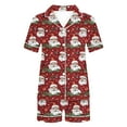 thumbnail image 6 of asdoklhq Womens Onesie Pajamas Women's Christmas Printed Short Sleeved and Shorts Casual Comfortable Set Suit Red 2X, 6 of 6