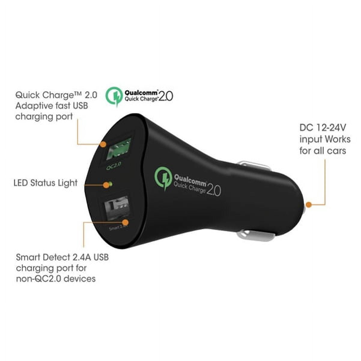 2-Port USB 30W Fast Charger w Non-Slip Dash Car Mount for LG G7 ThinQ, Stylo 4 Plus - Motorola One, Moto Z4 Z3 Play Z2 Play Z Play Droid Force Droid X4 G7 Power Play G6 - Nokia 8, 7.1
