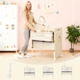 thumbnail image 3 of Cambiador para Bebe Plegable, Estación de Cambio de Pañales Impermeable, con Ajustable en 3 Alturas, 2 Cajones, Canasta de Almacenamiento, Estante para Juguetes, 360°Ruedas (Beige), 3 of 8