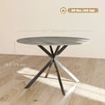 thumbnail image 3 of 47" Round Dining Table for 4 Kitchen Table with Steel Legs Grey and Black, 3 of 10
