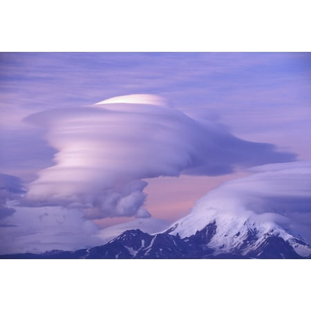 Lenticular Clouds Over Mt Drum Wrangell Mtns Sc Ak Spring Canvas Art - Michael DeYoung  Design Pics (19 x