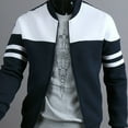 thumbnail image 4 of LoyisViDion Men'S Autumn Winter Zipper Sportswear Patchwork Jacket Long Sleeve Coat Navy 2XL, 4 of 4