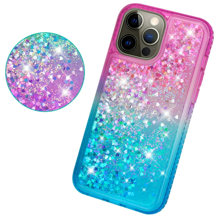 Compatible for Apple iPhone 8 Plus Case, iPhone 7 Plus Case, with [Temper  Glass Screen Protector] SOGA Diamond Glitter Liquid Quicksand Cover Cute