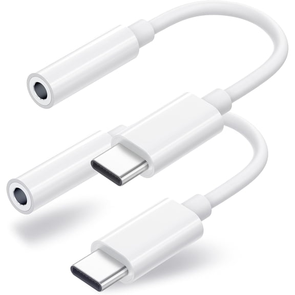 2 Pack USB C to 3.5mm Headphone Jack Adapter, USB C to Aux Audio Dongle Cable Cord Compatible with iPhone 17/16/15 Pro/15 Pro Max, iPad Pro, MacBook, Samsung S21-24, Pixel 7/6/5