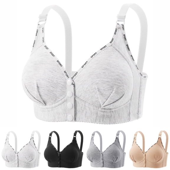 Pxxlle Wireless Bras for Women Front Closure Supportive Bra Comfortable Full Coverage Everyday Bralettes with Adjustable Straps 44 Beige