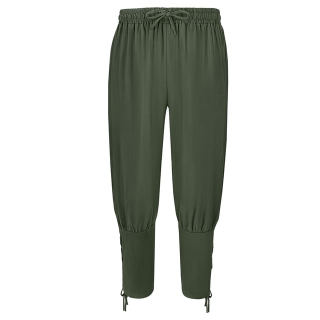 Meichang Womens Linen Pants Drawstring Elastic Waisted Cotton Linen Pants Solid Color Cinch Bottom Long Pants Comfy Lightweight Summer Pants