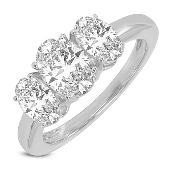 TimeLe$$ Classics Women's Lab Grown 3 Stone 14K Gold Oval Diamond Engagement Ring From 0.50 - 4 Carat TW (Ring Size: 4.5 - 10 )