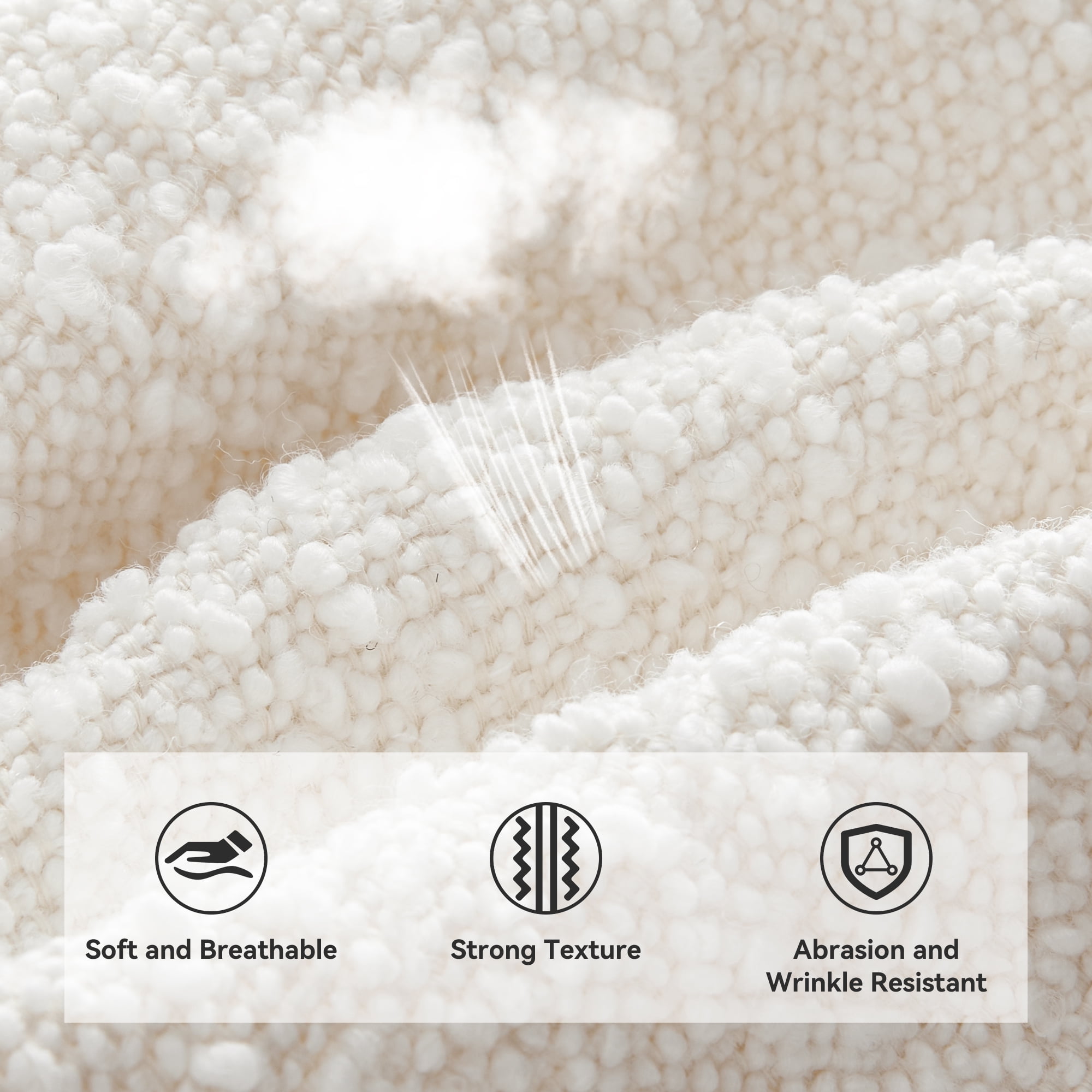 Modern Upholstered Oval Sherpa Storage Ottoman, 49.2", White