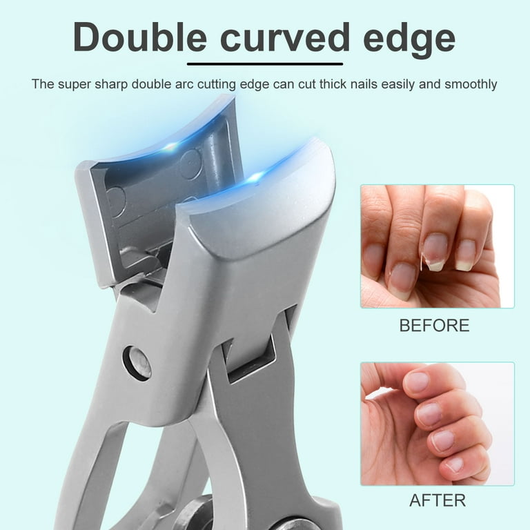 Eummy Nail Clipper Stainless Steel Wide Jaw Opening Toenail Cutter  Splash-proof Ergonomic Curve Sharp Fingernail Trimmer Heavy Duty Nail  Grooming Tool