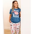thumbnail image 3 of Lazy One Women's Pajama Set, Short Sleeves with Cute Prints, Relaxed Fit, Hogs & Kisses Blue, 3 of 4