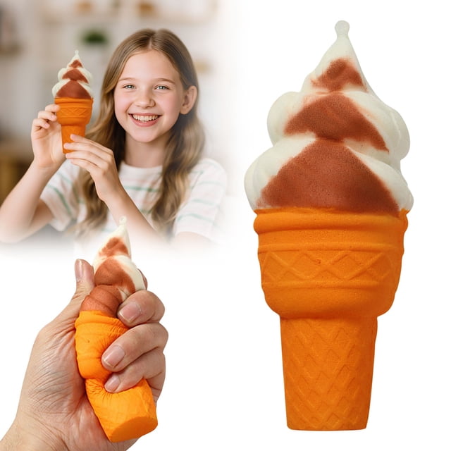 Ice Cream Squishy Squishy Treats Fidget Toys ,Slow-Rising Sensory Decompression Toy Soft PU Fidget Toy for Stress Relief Fun Desktop & Travel Accessory