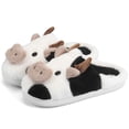 thumbnail image 3 of PULLIMORE Cartoon Cow Slippers, Winter Indoor Outdoor Slippers, Fuzzy Plush Cotton Slipper for Women Men, 3 of 11