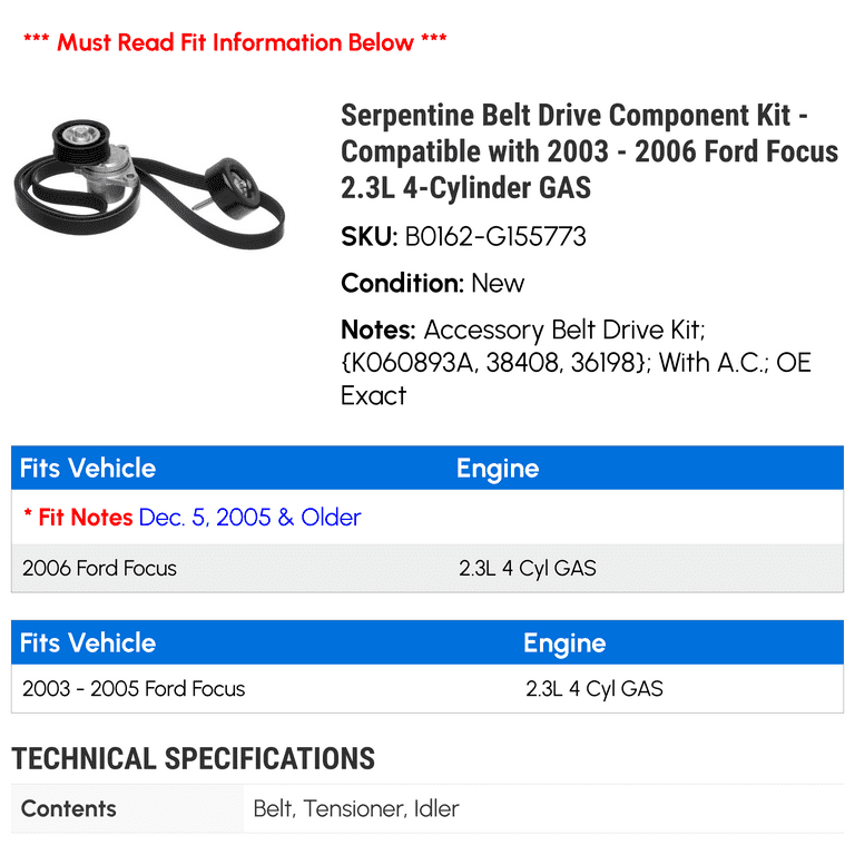 Ford focus cheap serpentine belt