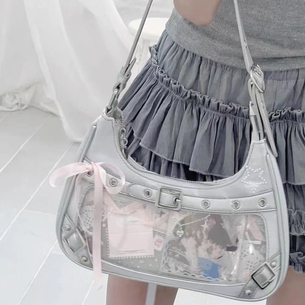 FENOHREFE Harajuku Ita Bag Crossbody Shoulder Bag Handbag Transparent Itabag Messenger Bag Fashion Satchel Handbag Daypacks Gifts