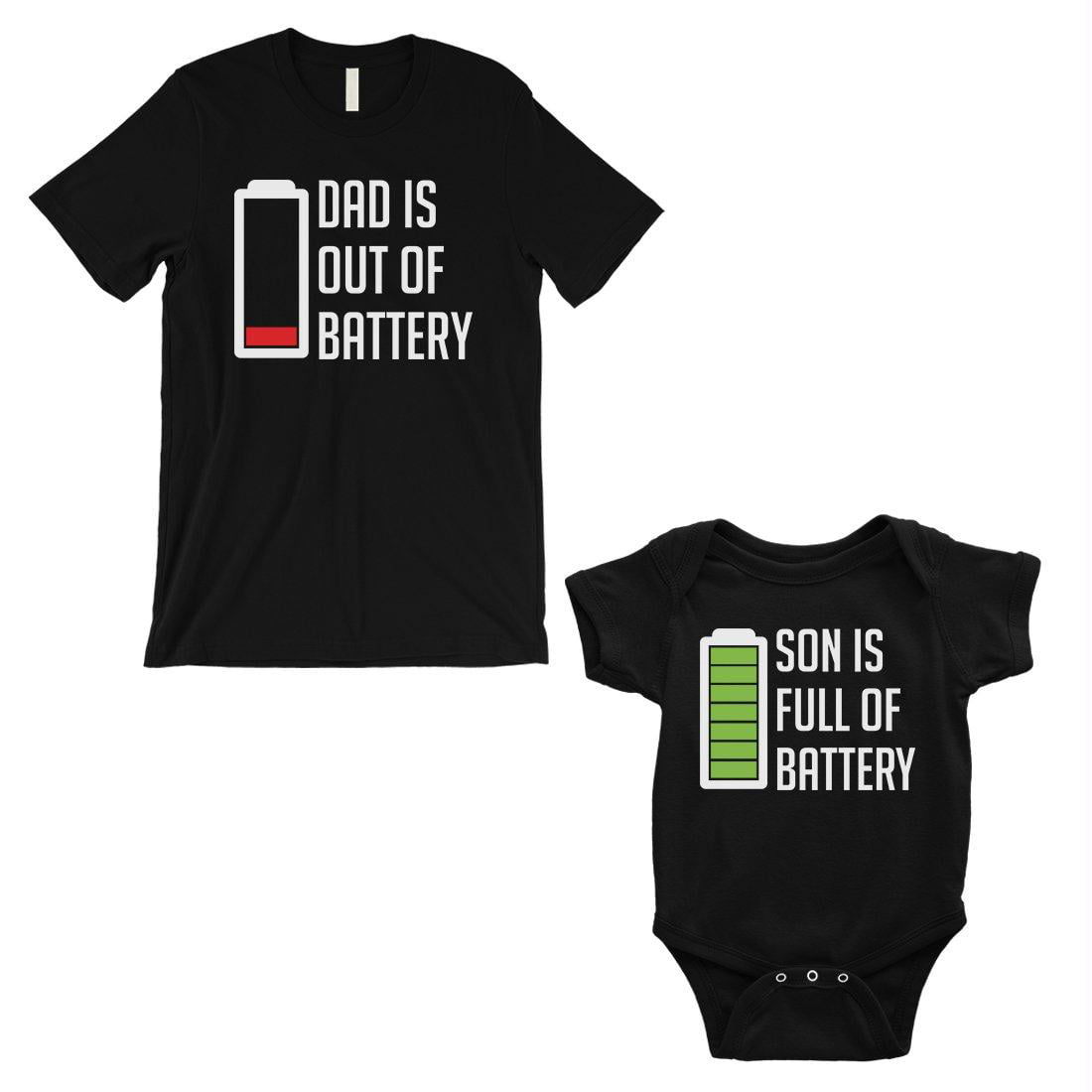 Daddy & Baby matching shirts Full low Battery outfit T-shirt Bodysuit vest Gift 