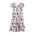 thumbnail image 4 of Odeerbi Niñas Día de La Independencia A-Línea Vestido Acampanado Verano Patriótico Estrella Raya Cuello Redondo Vestido Casual Con Bolsillos, 4 of 7