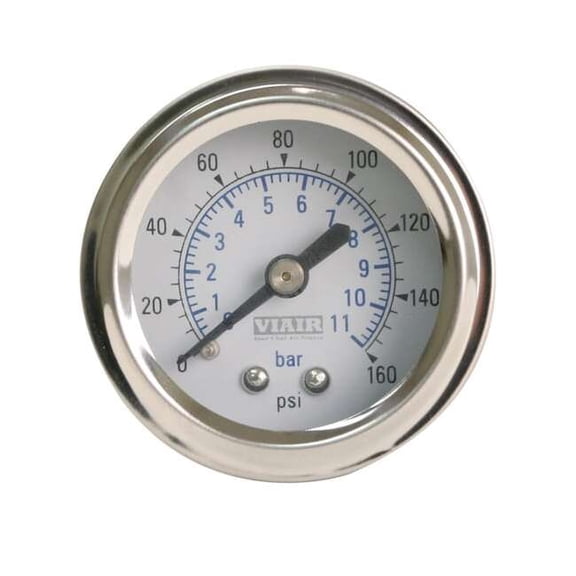 VIAIR 90084 1.5'' Single Needle Gauge White Face No Light 160 PSI