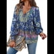 thumbnail image 3 of Blusa Informal con Cuello en V para Mujer, Holgada, con Estampado Floral, de Larga, para Playa. Azul Marino XL, 3 of 10