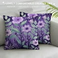 thumbnail image 3 of ONETECH  Purple Floral Throw Pillow Case, Cute Flower Decor Pillow Cover, Bedroom Living Room Cushion Cover for Couch Sofa Bed (Purple Floral-1), 3 of 5
