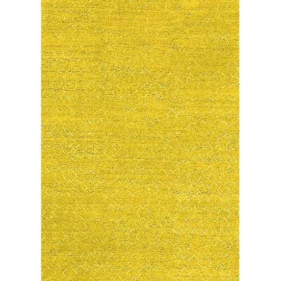 Ahgly Company Machine Washable Indoor Rectangle Solid Yellow Modern Area Rugs, 3' x 5'