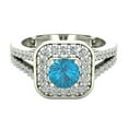 thumbnail image 4 of Cushion Halo Split Shank Setting Blue Diamond Engagement Ring 1.10 CT TW 14K White Gold, 4 of 5