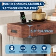 thumbnail image 3 of 63-Inch Farmhouse Entryway Table with Charging Station & Storage - 2-Tier Narrow Console Table for Hallway, Living Room & Foyer, Brown Grey, 3 of 7