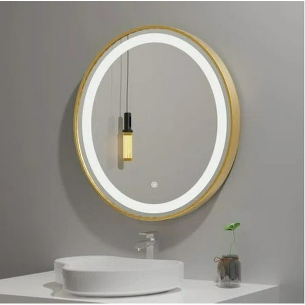 CARAT Gold Finish Round LED Mirror 24 Golden Round Bathroom