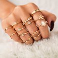 thumbnail image 2 of Juego de 13 piezas de anillos para mujer, anillos dorados bohemios, 2 of 7