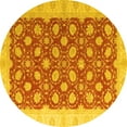 thumbnail image 1 of Ahgly Company Indoor Round Oriental Yellow Modern Area Rugs, 5' Round, 1 of 4