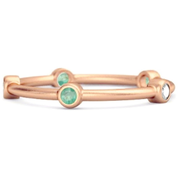925 Sterling Silver Rose Vermeil 0.30 Ct Natural Emerald Stackable Women Mother's Day Gift Ring