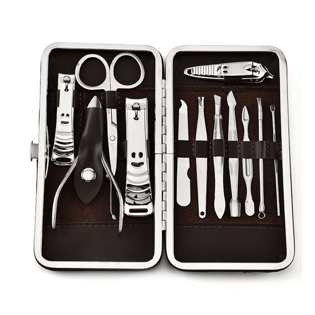 Set de manicura Cuidado personal, kit de cortaúñas, juego de pedicura profesional para cortaúñas, herramientas de uñas con lujoso estuche de viaje, regalos para hombres, mujeres, familiares y amigos