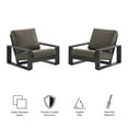 thumbnail image 3 of Lounge Chair Armchair Lounge Chair, Set of 2, Gray, Aluminum, Wood, Outdoor Patio Balcony Cafe Bistro Garden Hospitality Restaurant, Modern Contemporary, HB37982, 3 of 8