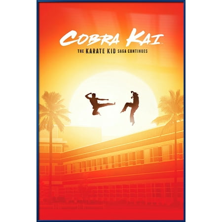 Cobra Kai - Framed TV Poster (Sunset Showdown - Crane - Regular) (Size: 25" x 37") (Metallic Blue Plastic Frame)