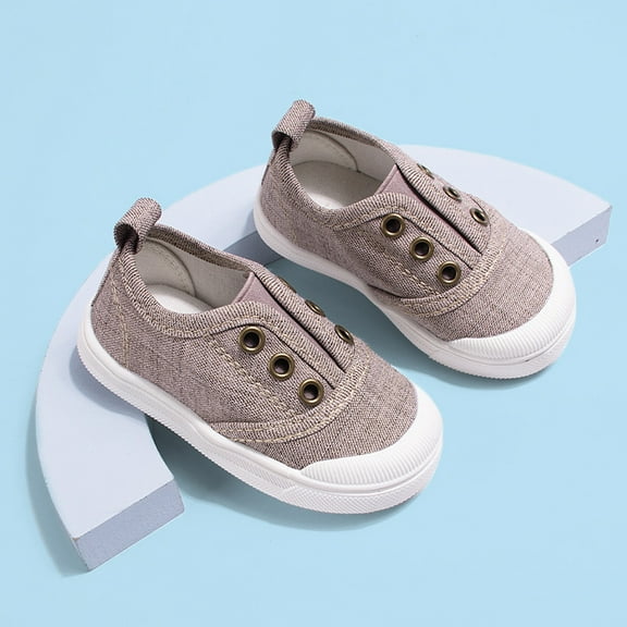 LIIPEE Girls Boys Sneakers Closed Toe Non- Stretch On Canvas Shoes Toddler Leisure School Sneaker,Coffee,15-18 Months