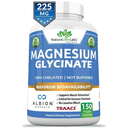 Magnesium Glycinate 100% Albion Minerals TRAACS Maximum Bioavailability Chelate No Laxative Effect Not buffered Vegan Helps Function of Muscles, Bones, Heart
