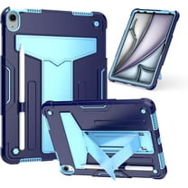 elitegadget Case for iPad Air 11 Inch (7th/6th Generation 2025/2024) - Dual Layer Protective Hybrid Cover Case with Kickstand (Navy Blue/Blue)