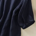 thumbnail image 3 of Camiseta de Trabajo de Manga Corta con Cuello en V Bordada con la Sensación de Lino, Transpirable Poliéster Spandex Top Casual para la Oficina de Verano, 3 of 7