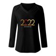 thumbnail image 4 of Camiseta de manga larga suelta con cuello en V y estampado informal a la moda para mujer Pompotops  gfhjh21020, 4 of 4