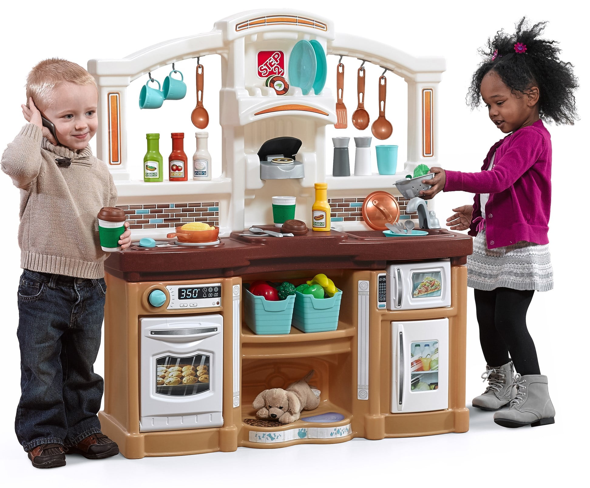Step2 Fun With Friends Tan Toddler Plastic Kitchen Play Set - 2