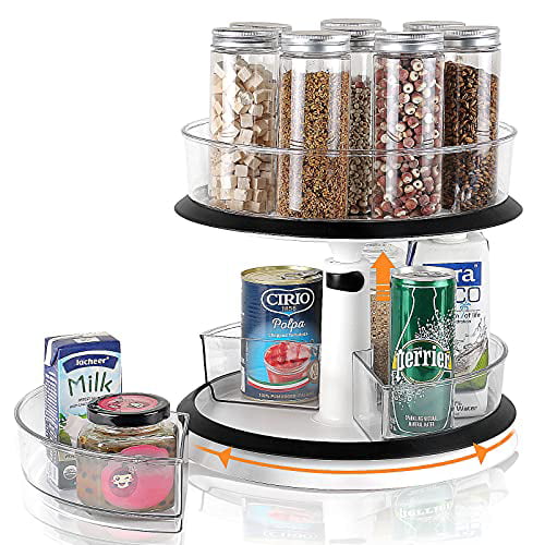 Spice Rack Lazy Susan Turntable-2Tier-Height Adjustable-Cabinet/Spice Organizer 