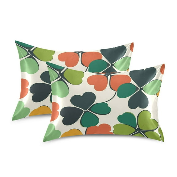 Yayeee Pillowcase Standard Size Set of 2 Satin Wrinkle Resistant Pillow Case, White Clover Pattern