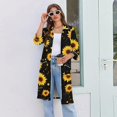 thumbnail image 6 of Zipper Lightweight Robes for Women Loose Fit Summer Housecoats for Women Zip Up Front 3/4 Sleeve Knee Length Sunflower Print Loose Fit Bathrobe Nightgown with Pockets Black S, 6 of 8