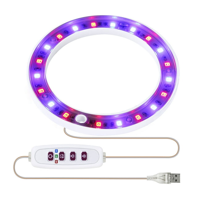 yeacher Adjustable USB-Powered LED Grow Light with Red & Blue Spectrum, 20 Beads, 5 Brightness Levels, 8H/12H/16H Timer, Height Adjustable for Succulents
