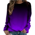 thumbnail image 2 of Plus Size Tops for Women Viikei Womens Tops Long Sleeve Sweatshirts,Womens Tops Casual Clearance,Women Long Sleeves Casual Gradient Printing Crewneck Pullover Sweatshirt Tunic Tops Purple S, 2 of 4