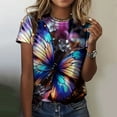 thumbnail image 2 of Fvwitlyh Chemises de Sport pour Femmes Mode Col Rond Manches Courtes Vacances d'Été T-Shirts Papillon Impression Chemisier Tops Rose Chaud, XL, 2 of 4