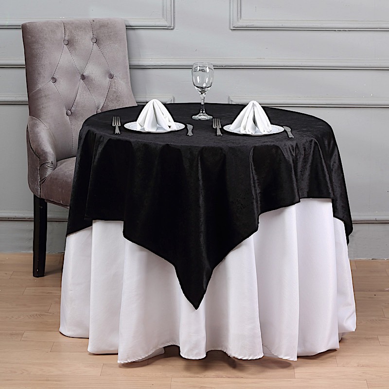 BalsaCircle 54x54Inch Black Square Premium Velvet Table Overlay
